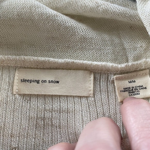 Anthropologie Sleeping on Snow Wool Linen Cowl Neck Cream Sweater lightweight M - Picture 6 of 8